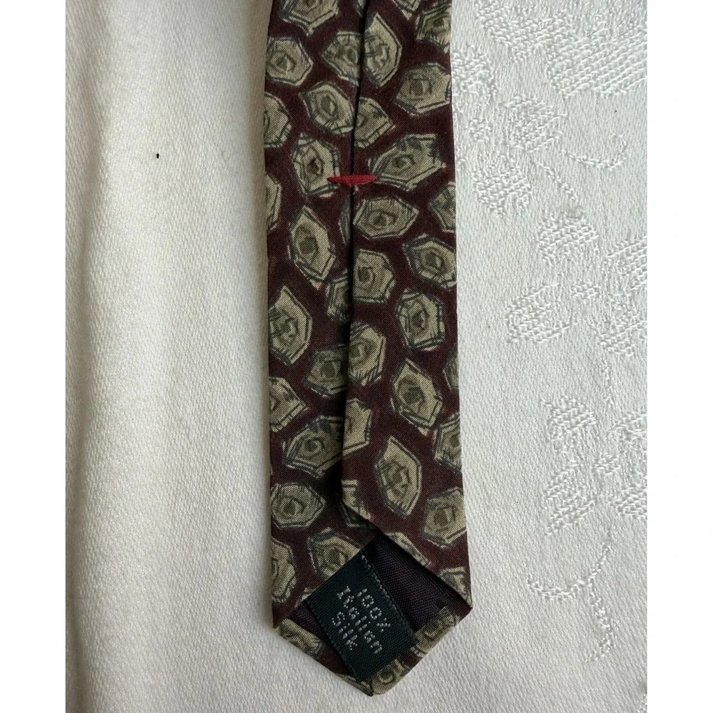 MARK ALEXANDER Men's Necktie Italian Silk Geometric Tie Vintage